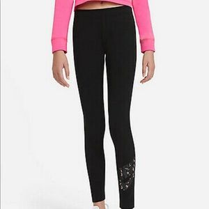 Nike girls black leggings with animal print logo